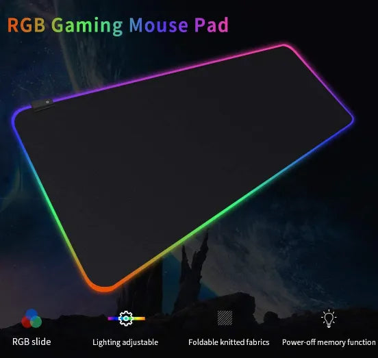 HyperPad: Mouse Pad Gamer Grande Speed com Borda LED de 7 Cores RGB - Impermeável, 300mm x 800mm